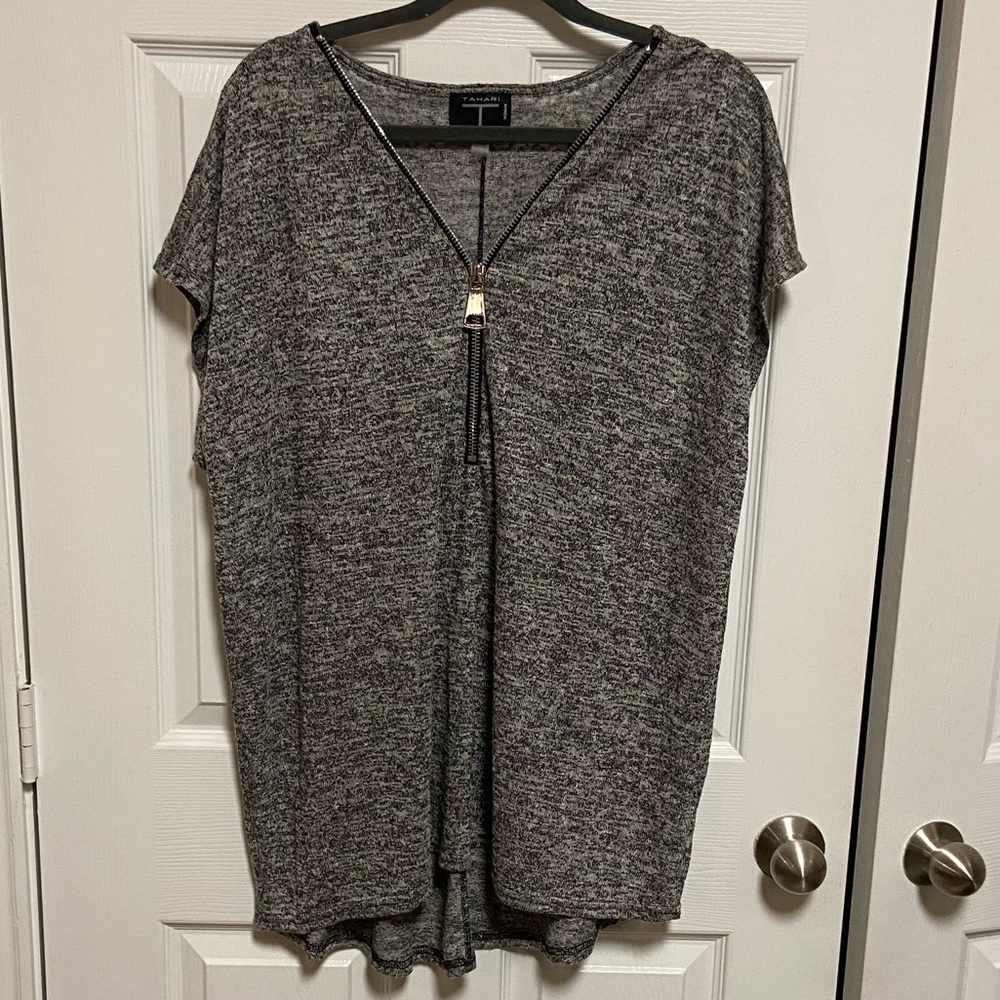 Gray knit zipper shirt